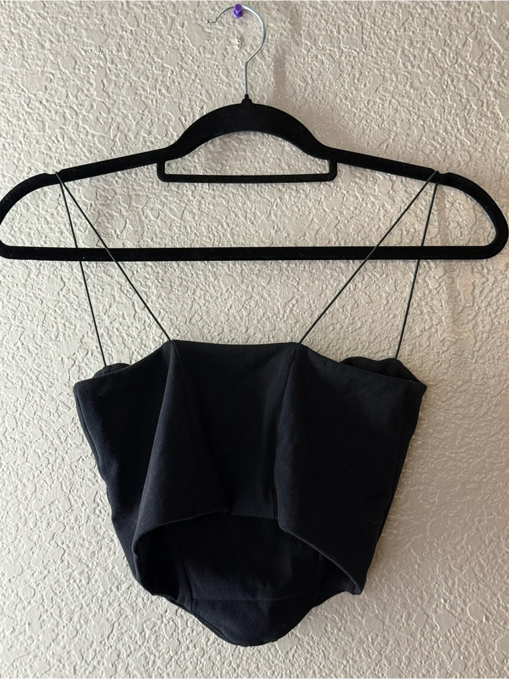 Joah Brown Sexy Black Corset Tank Small Bustier Spaghetti Strap Crop Top Sz Sm - Picture 5 of 7